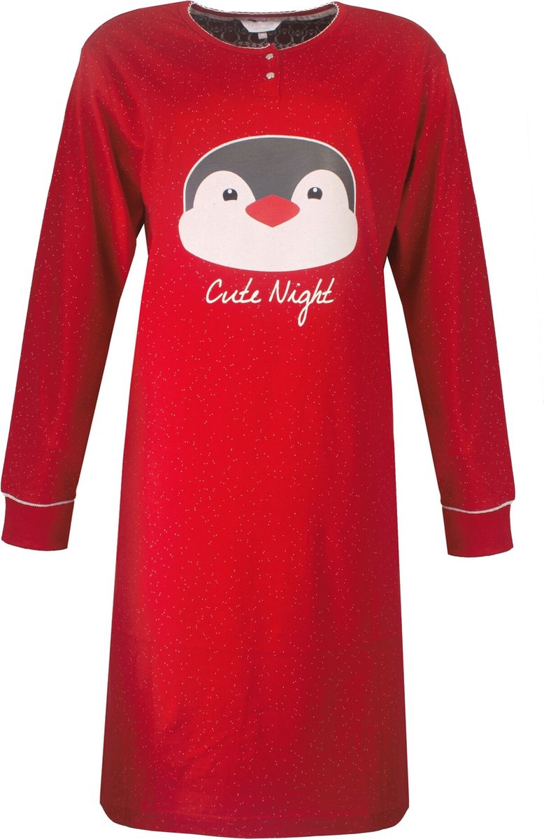 Tenderness Dames Nachthemd - 100% Gekamde Katoen - Rood - Maat XL