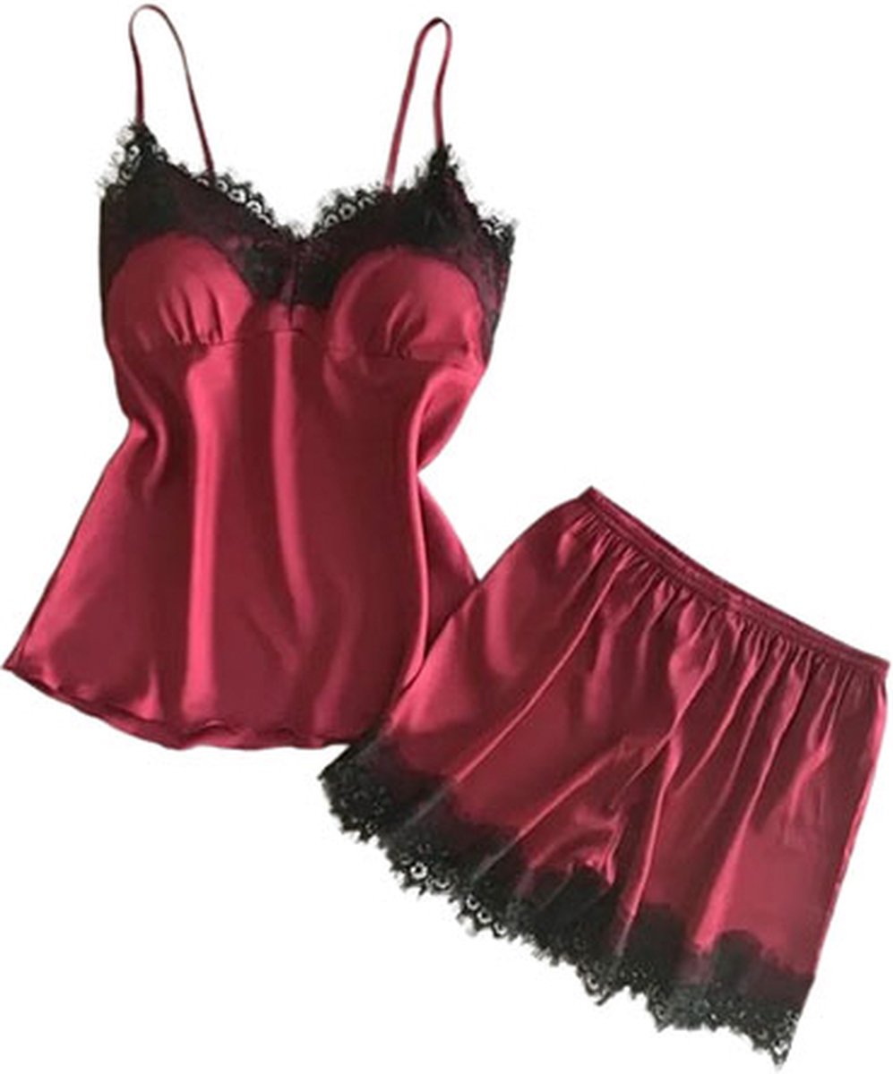 Goedkoopste 2-delige Erotische pyjama set - Top en Broek rokje - Sexy strapless - Mouwloos - Nachtkleding - Slapen - Uitdagende look