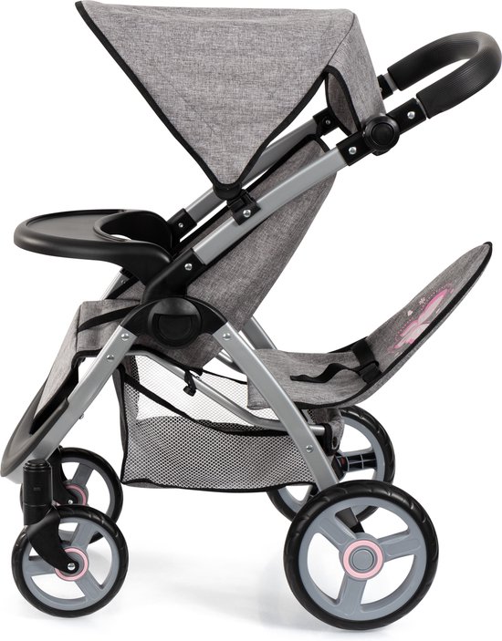 Tweeling Poppenwagen Vario - Stars Grijs