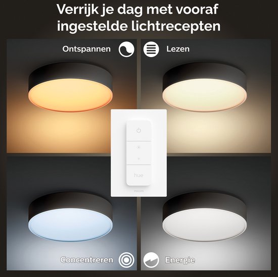 Philips Hue Enrave plafondlamp - warm tot koelwit licht - zwart - 26cm