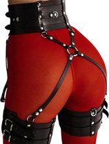 Ensemble bondage 2 pièces Hanche et Cuisses - Harnais BDSM - Matière cuir Luxe - Érotique - Kinky - SM - Ajustable