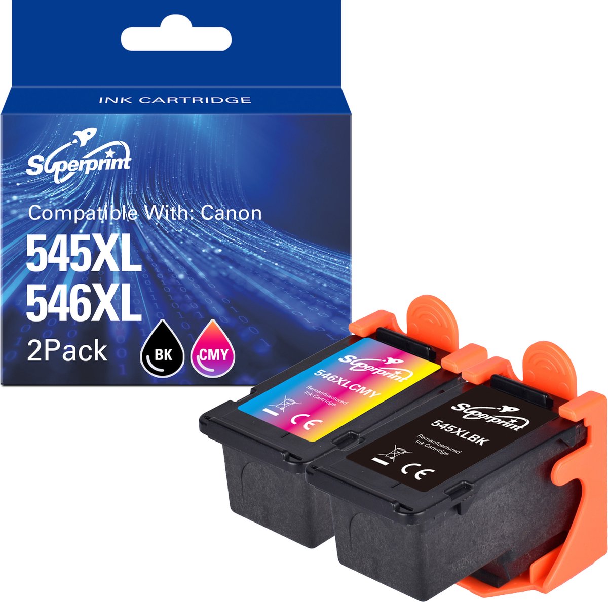 Superprint 545 546 XL Inktcartridge Geschikt voor Canon PG-545XL CL-546XL - Multipack - Hoge Capaciteit
