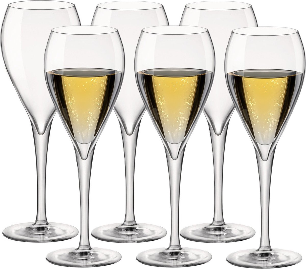 Bormioli Champagneglazen - 12x stuks - transparant - glas - 150 ml - luxe flutes op voet