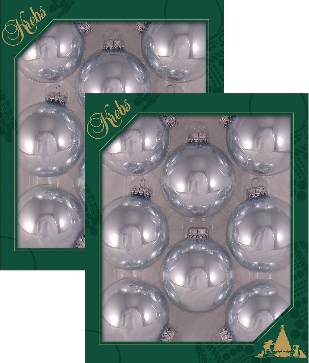 Krebs kerstballen - 16x st - hawaii blauw - D7 cm - glas - glans - luxe kerstversiering