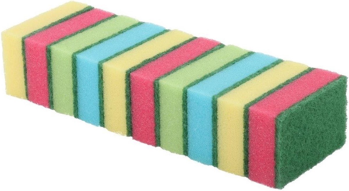 Schuursponsjes - huishoudsponsjes - 9 cm - 30x stuks - gekleurd