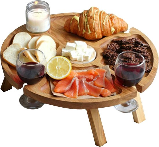 Inklapbare Campingtafel Houten Look - Tuintafel Weerbestendig - Camping Inklapbare Campingtafel Houten Look - Tuintafel Weerbestendig - Camping