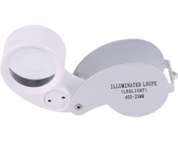Scoby - 2 x Juweliersloep - Diamantloep - Triplet - Jewelers Loupe - Incl. Ledverlichting - Zakformaat - 40 x 25 MM - Zilver