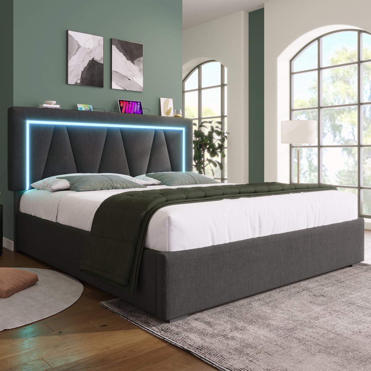 Sweiko Sweiko LED Gestoffeerd Bed - afbeelding 5