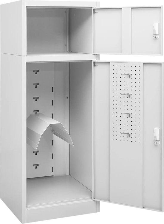 The Living Store - Armoire vestiaire - Acier - 53x53x140 cm - Gris clair