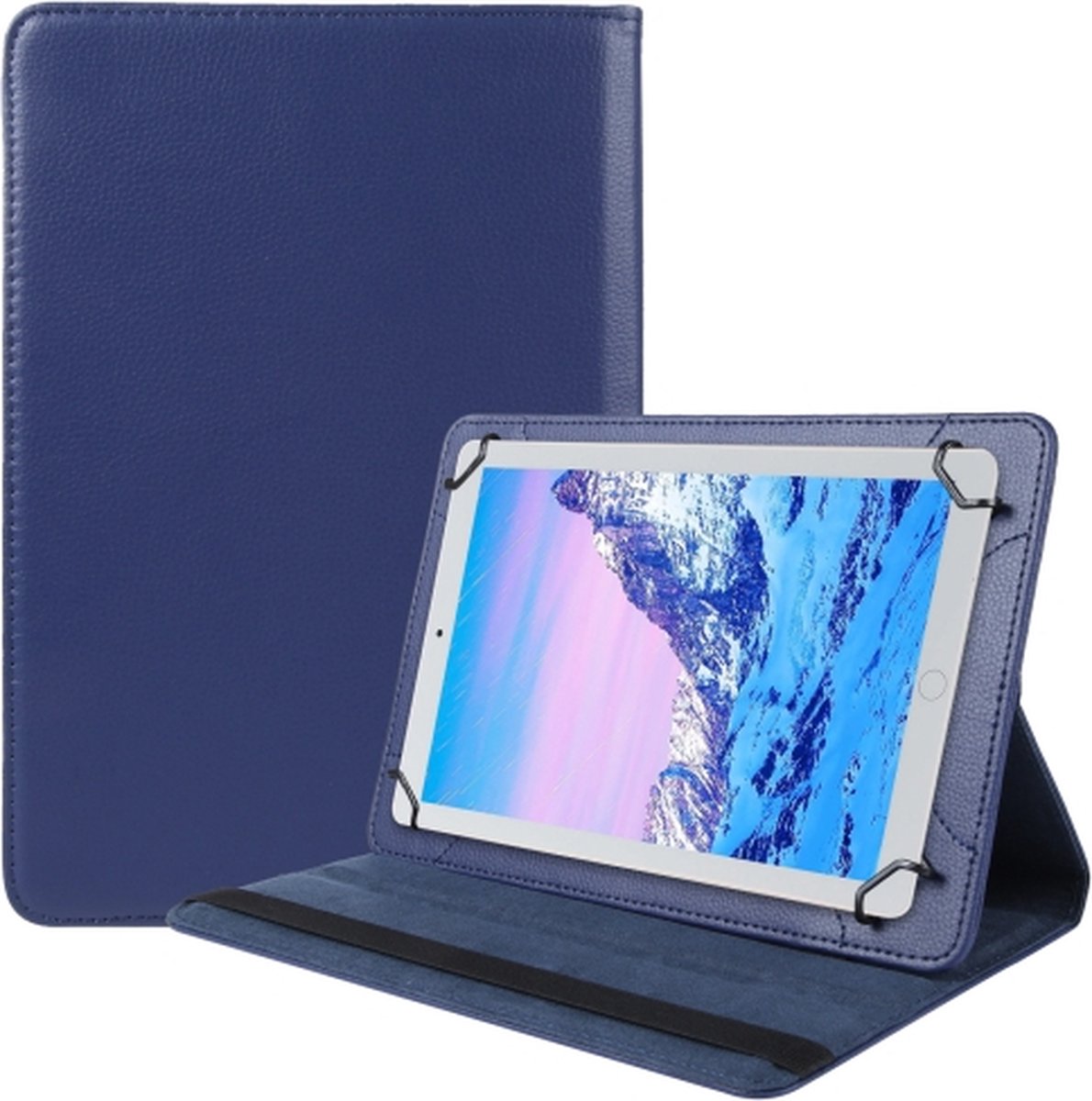 Universele Hoesje Geschikt voor Apple iPad /Samsung Galaxy/ Lenovo tabels etc. 7 t/m 8 inch 360° Draaibare Wallet case /flipcase stand/ hardcover achterzijde/ kleur Donkerblauw