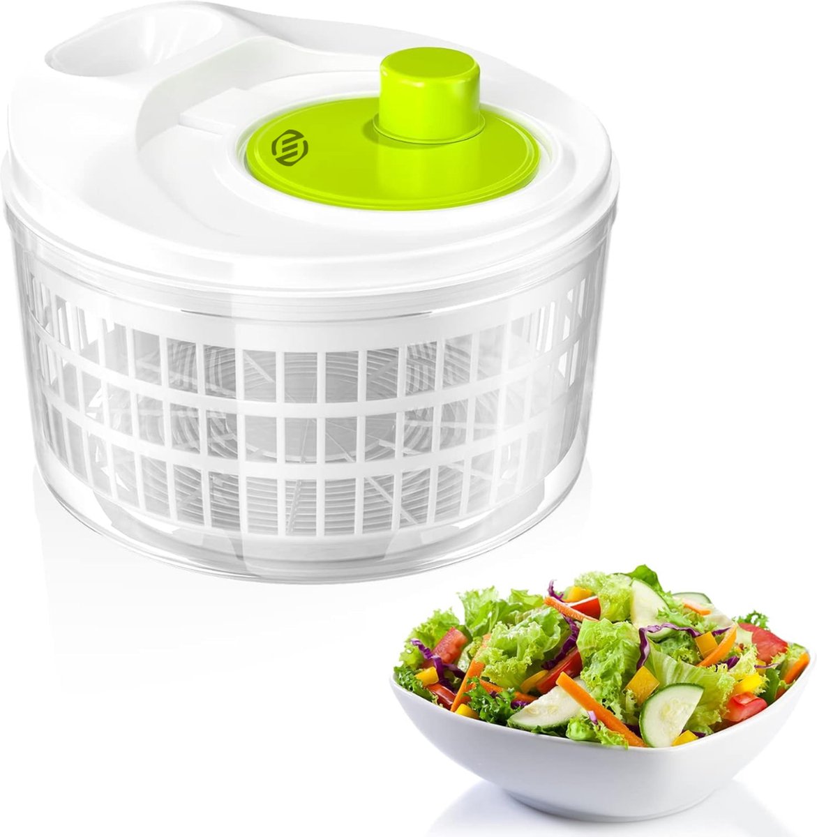 Equivera Slazwierder- Salad spinner - Slacentrifuge - Saladspinner - Sla Centrifuge - Saladecentrifuge - Sladroger - Must Have Voor In De Keuken