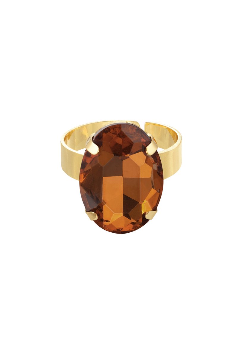 Ring glaskraal - bruin