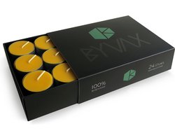 Bijenwas Waxinelichtjes in doos | 24 stuks | 100% Zuiver Bijenwas | Brandduur 5 uur