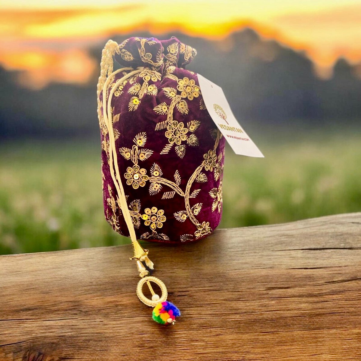 Dames Handtas- Vedantan -Katoensilk - Kleurrijk borduurwerk - Partij, Prom, Banket, Bruiloft - Feesten - Festival - Schattige - Avondtasje - PartyBag