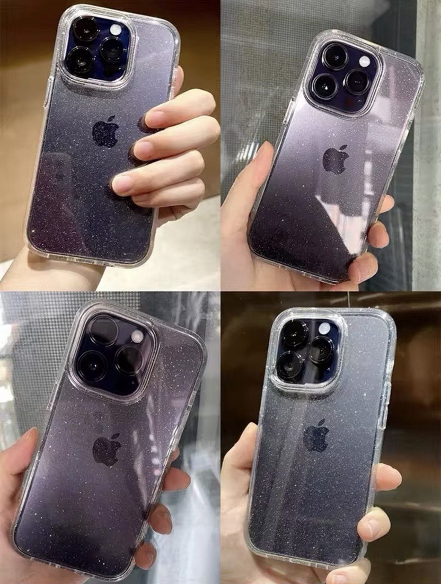 Luxe transparante glitterhoes - Geschikt voor iPhone 15Pro Max - Transparant - Siliconen - Telefoonhoesje - Telefoonbeschermhoes - Mooie glans - D1.1