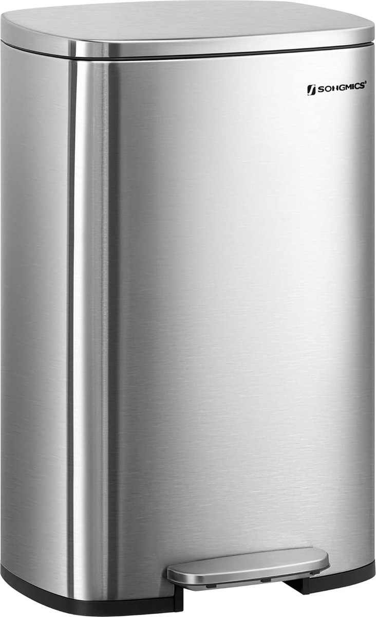 Goedkoopste FurnStar - Pedaalemmer - Keukenemmer 50L - Pedaalemmer voor Keuken - Vuilnisbak - Soft Close, Opstappedaal - Staal - Binnenemmer - Zilver