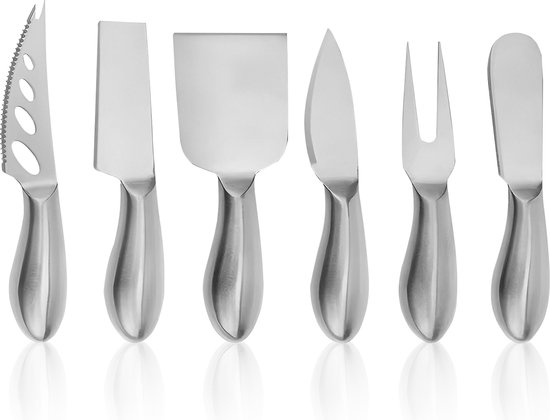 PROKING Ensemble de couteaux à fromage - Couteau à fromage - Couteau à tartiner - Couteau à fromage - Couteau à fromage - Ensemble de Couteaux à fromage pour tous les types de fromage - 6 pièces en acier inoxydable