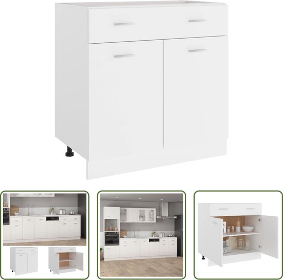 Foto: The living store onderkast keuken 80 x 46 x 81 5 cm wit bewerkt hout