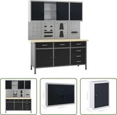 Bol.com The Living Store Werkbank 160x60x85 cm - Zwart/Grijs - Draagvermogen 500 kg aanbieding