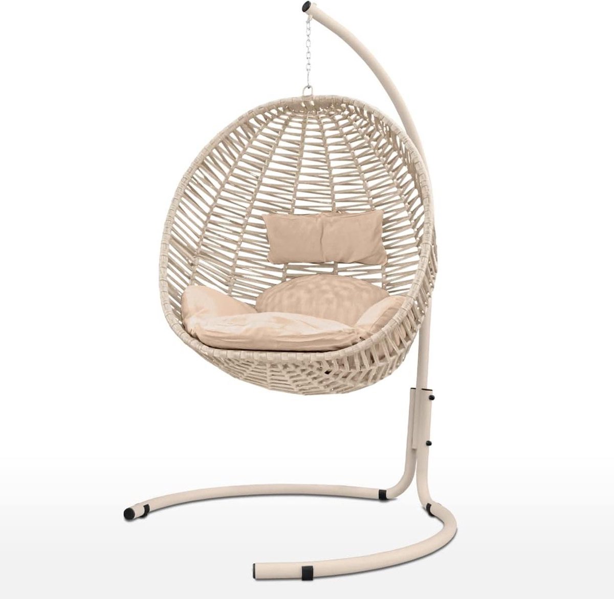 Bol.com Hangstoel cocoon EvergreenWeb stof hangstoel staal kussens zacht babyzitje auto ischia eenpersoonsbed taupe hangstoel co... aanbieding
