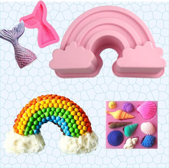 Siliconen emmer met vormpjes - Regenboog