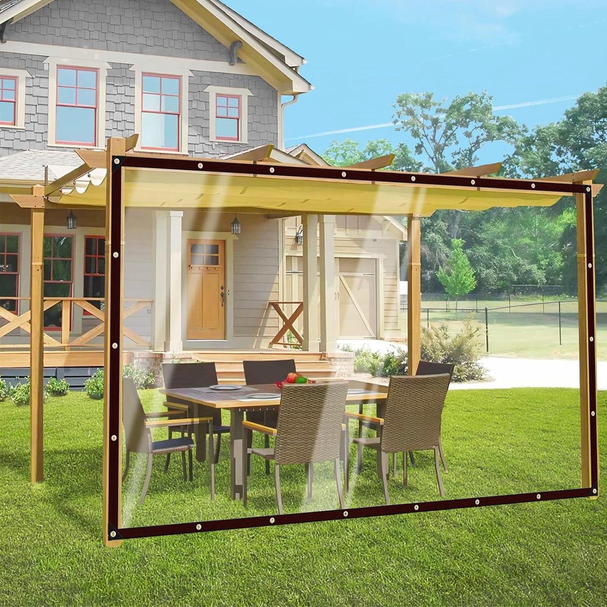 Tentzeil Waterdicht Transparant Zeil met Oogjes - Buiten Camping Weerbestendig Opvouwbaar Anti-UV Plantenisolatie - Meubels Stofdicht PE-materiaal (Tarp-1x1)