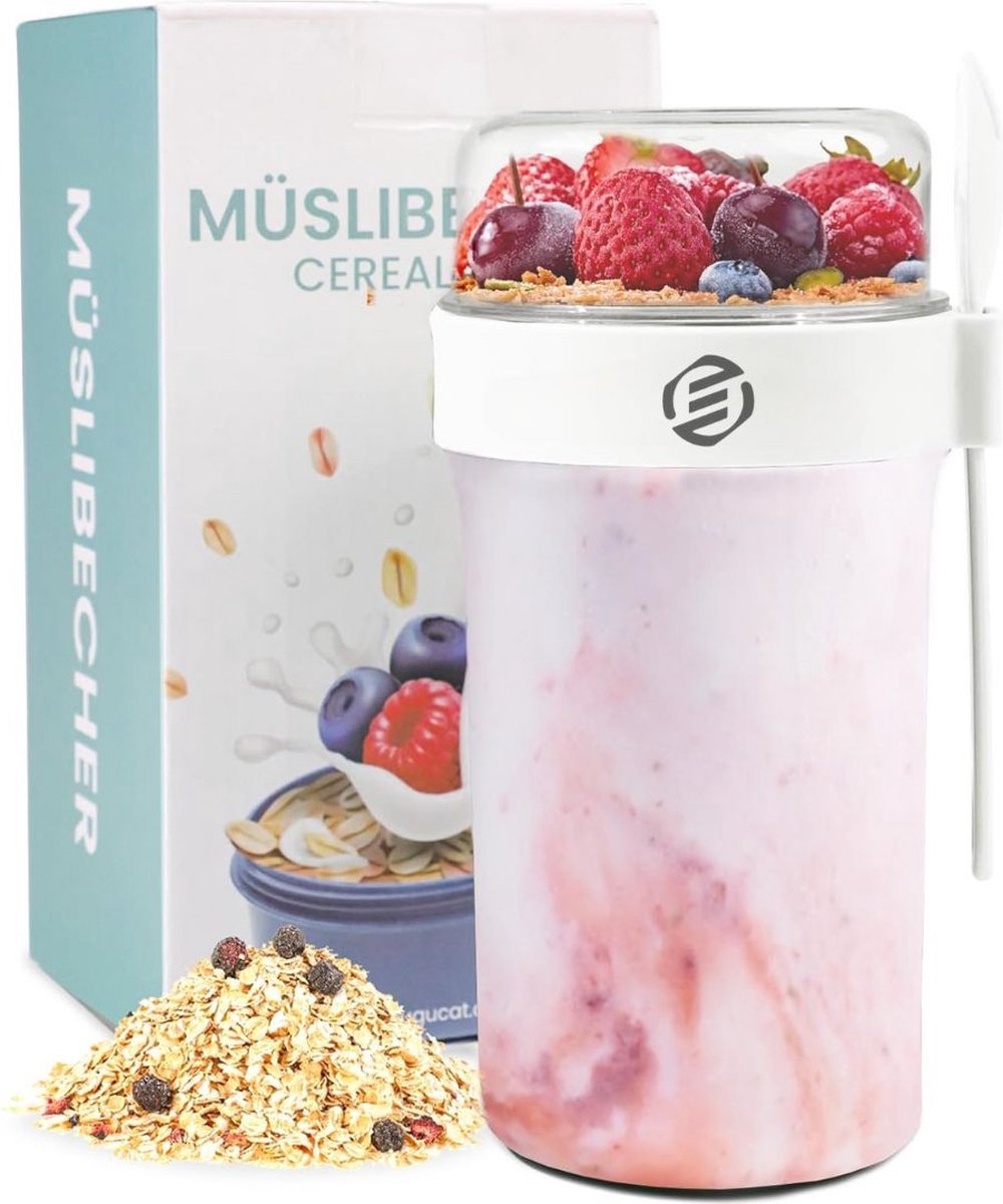 Equivera Overnight Oats Potjes - Muesli Beker - Mason Jar - Havermout - Set - Must have voor jouw ontbijt