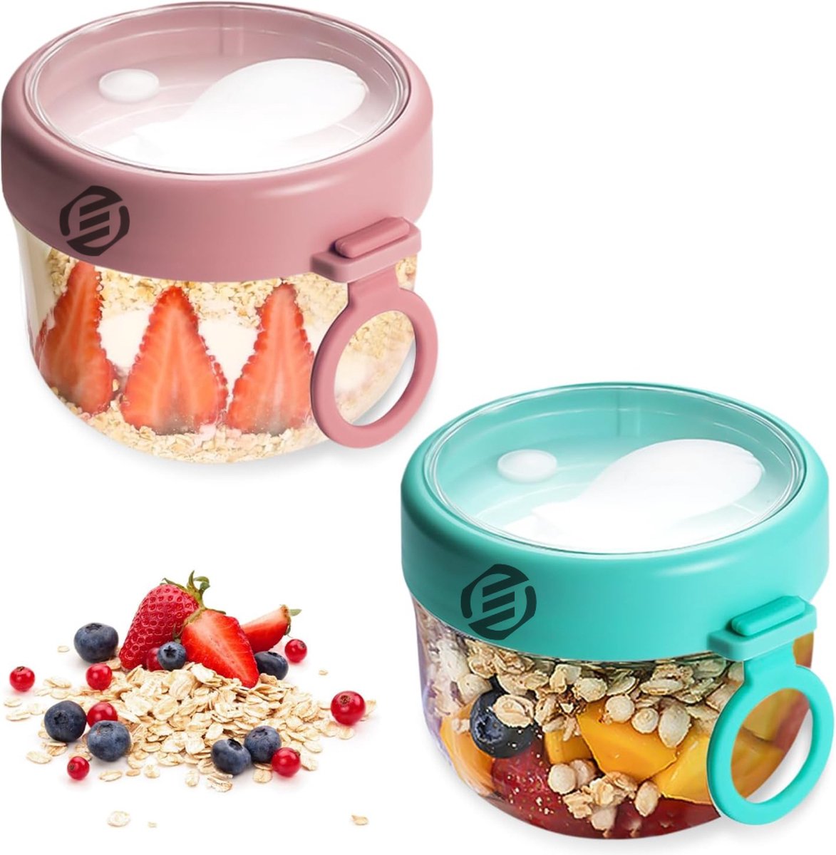Equivera Overnight Oats Potjes - Muesli Beker - Mason Jar - Havermout - Set - Must have voor jouw ontbijt