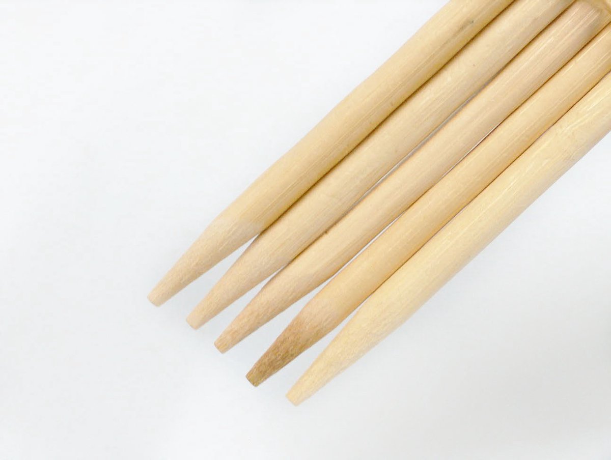 Breinaalden hout set 5 stuks - Lengte 20cm en pendikte 8mm - Brei naalden hout zonder knop