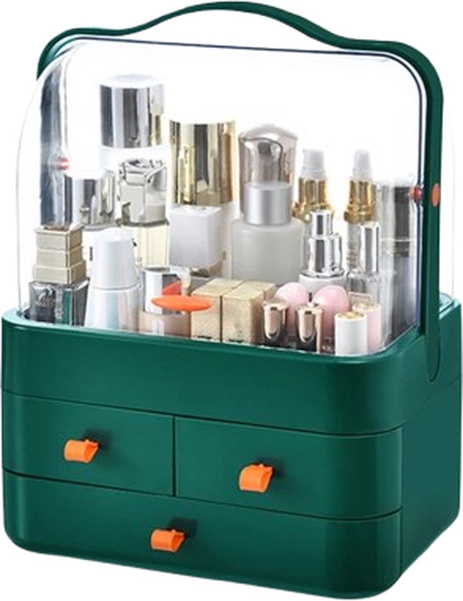 Goedkoopste Blyx® - Make-Up Organizer - Opbergdoos - Make up tas - Make up Koffer - Parfum Organizer - Groen - 35x27x18CM