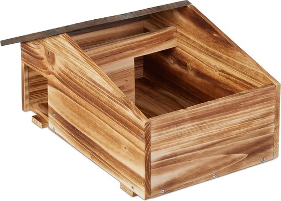 Egelhuis - hout - met bodem - 2 kamers - 24 x 46 x 33,5 cm - bruin