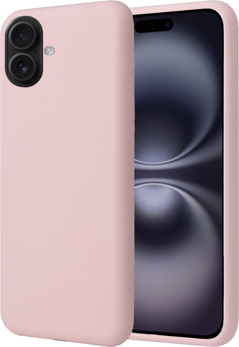 Hoesje geschikt voor iPhone 16 Plus - Matte Case Roze met Fluweelzachte Binnenzijde