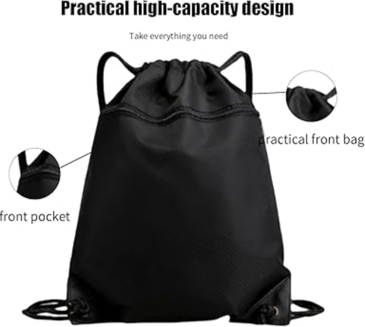 Sac à Dos Cordon En Nylon Léger – 35x50x15 Cm – Pour Sport, Natation, Rando, Voyage – Contient PC 14 Pouces