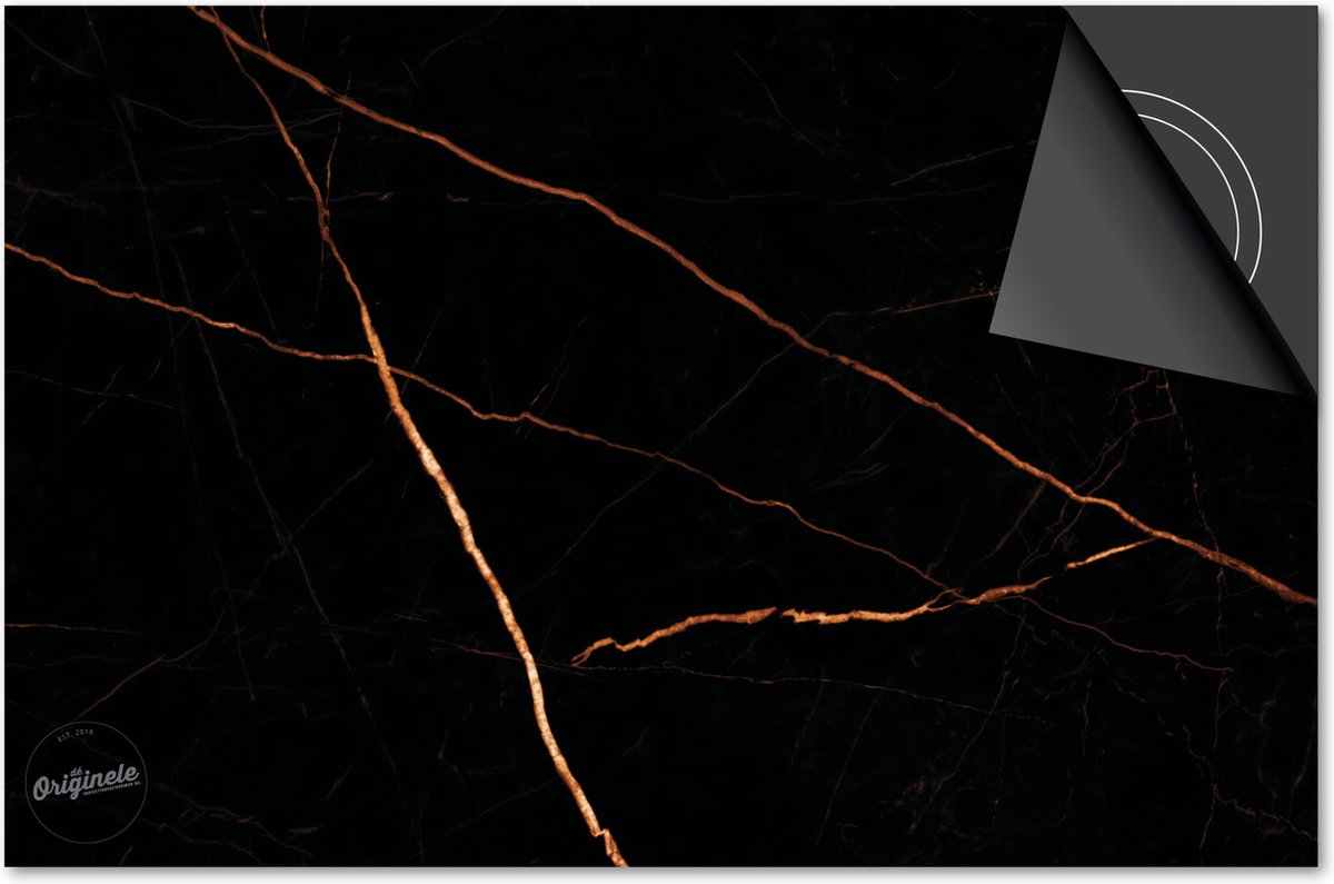 Inductie Beschermer Marmer Zwart Koper print Exclusief 83x51,5cm