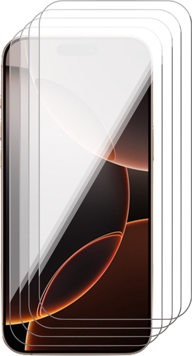 Screenprotector geschikt voor iPhone 16 Pro - 4x Gehard Glazen Tempered Glass Krasbestendige Screen Protector