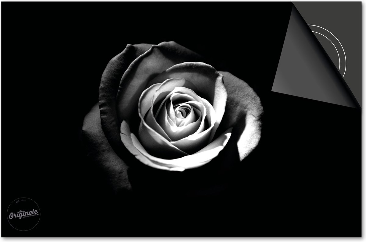 Inductie Beschermer Zwart Roos print Exclusief 77x51 cm
