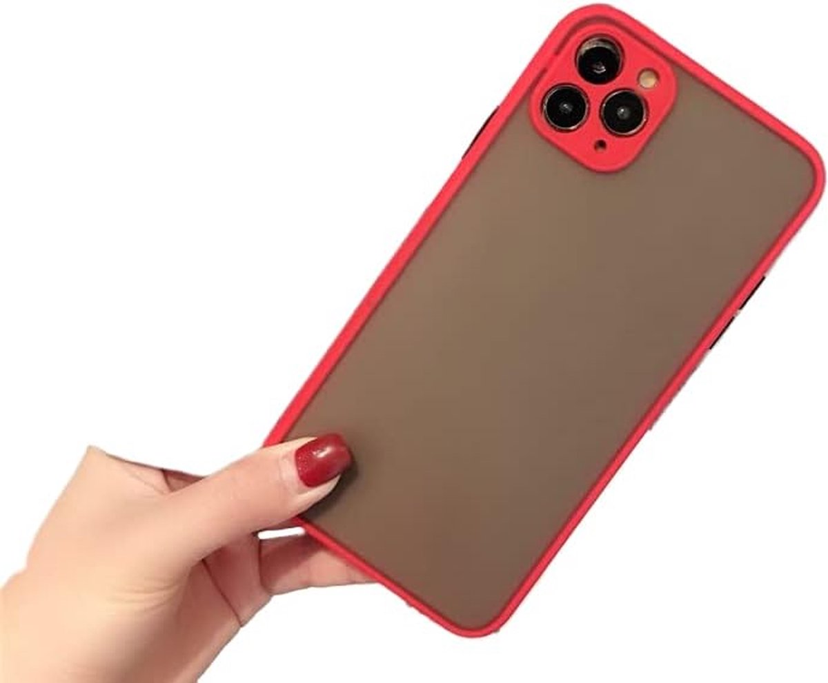 Telefoonhoesje geschikt voor Apple Iphone 12-13-14-15 PRO MAX hoesje siliconen - backcover - optimale bescherming - RED/TRANSPARANT