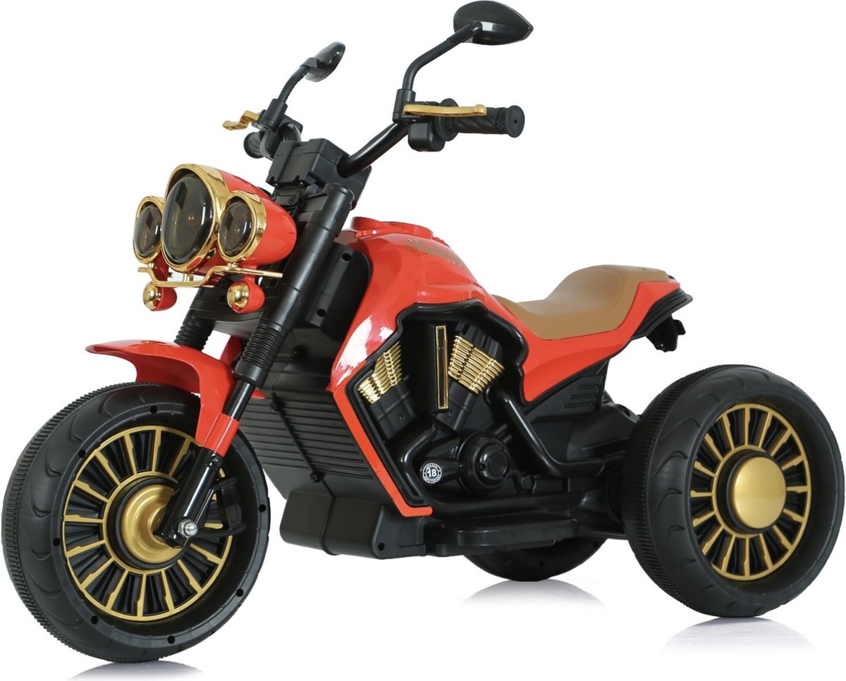 Chipolino Elektrische Kindermotor Enduro Chopper Kindermotor 6V Accu motor 2 tot 6 jaar Met verlichting en muziek Rood Zwart