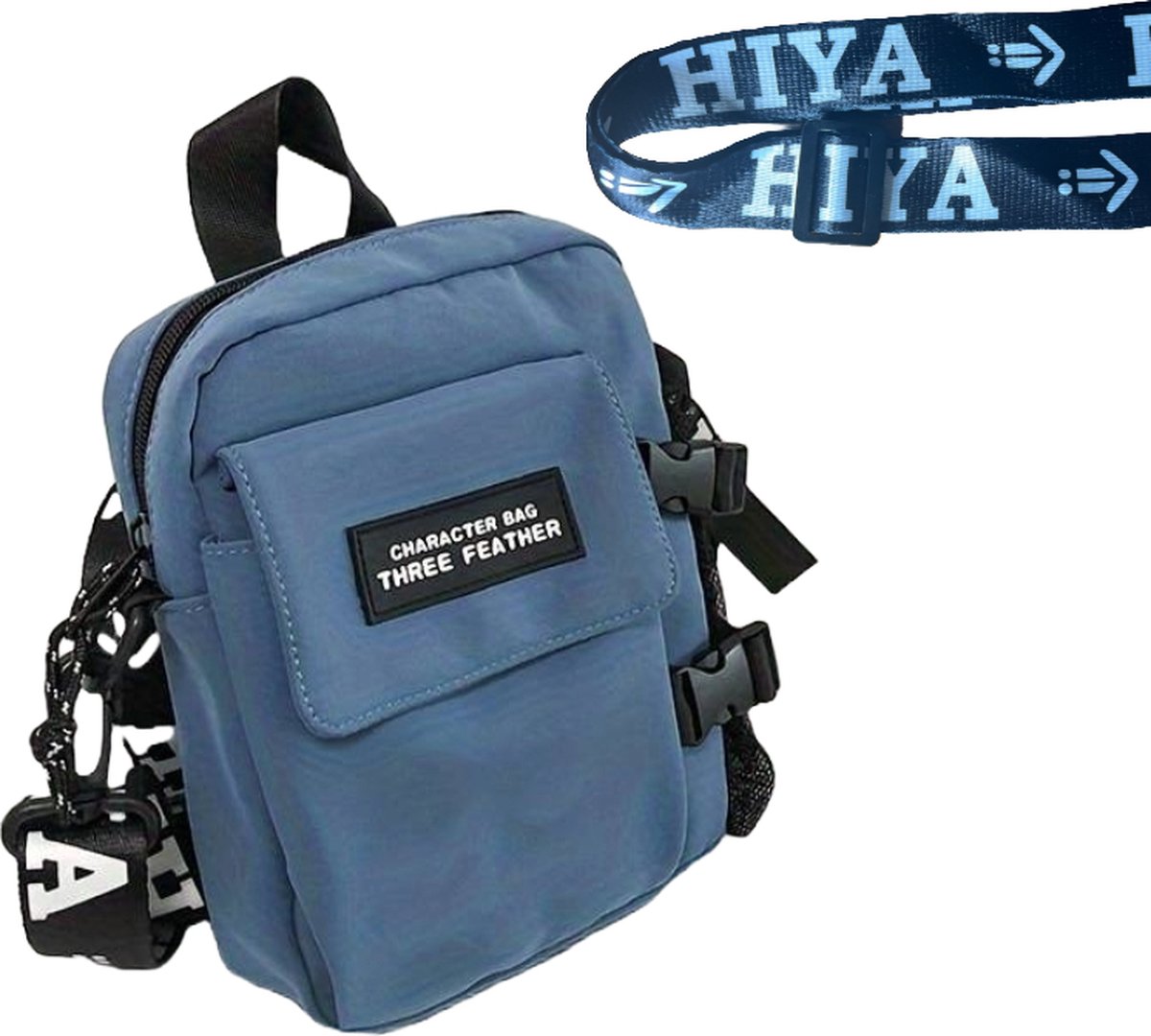 Heuptasje met fles houder - ideaal voor festival of vakantie - Fanny Pack - Schoudertas - Travel Bag - Reistas - Telefoontasje - Festival Tasje - Wandelen - Paardrijden - Waterfles - Festicap - Crossbody - Hiya Fles Tas - Heuptas - Bottle Bag - Blauw