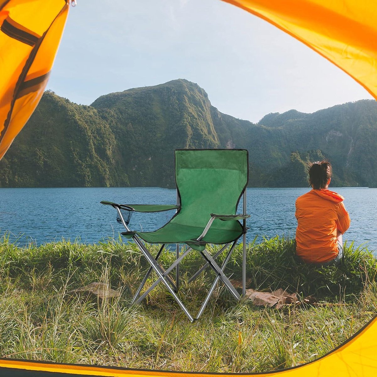 Chaises Pliantes Mojawo Lot De 2 - Pour Pêche, Camping, Festival - Porte-Gobelet Et Sac Inclus