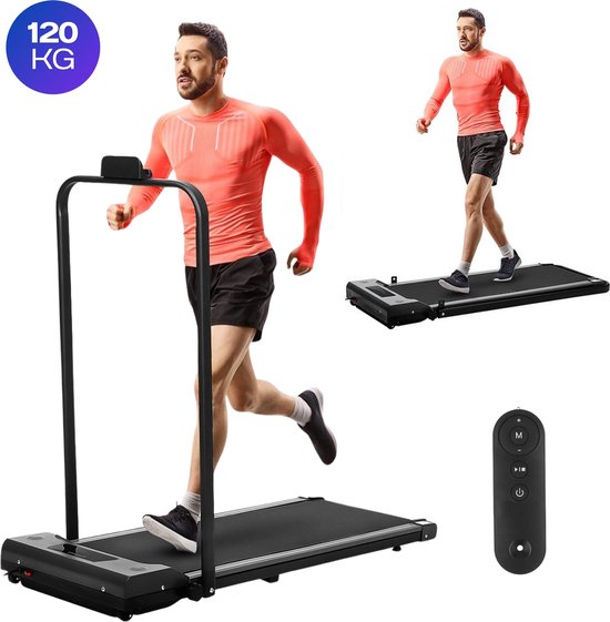 Foto: Easystep wandelband 10km h opvouwbaar inklapbaar loopband elektrisch walking pad past onder bureau renband fitness opvouwbare loopbanden walkingpad