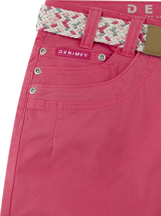 DENIMFY Short Femme DFPia régulier/droit Rose L Adultes Bermuda avec ceinture