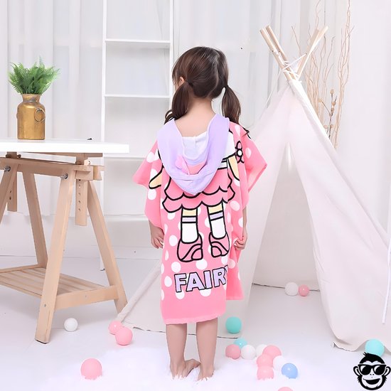 BoefieBoef Kinder Badponcho - Baby Badcape - Microfiber Kleuter Badjas Met Capuchon - Kerst Cadeau - Peuter Strandponcho Voor Kinderen tot 6 jaar - 60x90cm - Fee Sprookje Roze - jongens - meisje - Peuter - Zomer - Strandlaken - Surfponcho van BoefieBoef — afbeelding 5