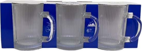 Weissberg - Verres à thé élégants - Verres design nervurés - Set de 6 verres à thé avec anse - 350 ml - Verres nervurés