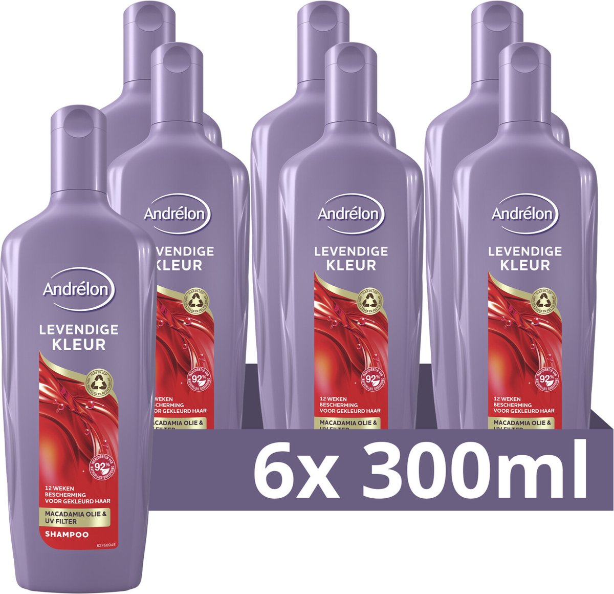 Andrélon Shampoo - Levendige Kleur - verrijkt met macadamia-olie en een uv-filter - 6 x 300 ml