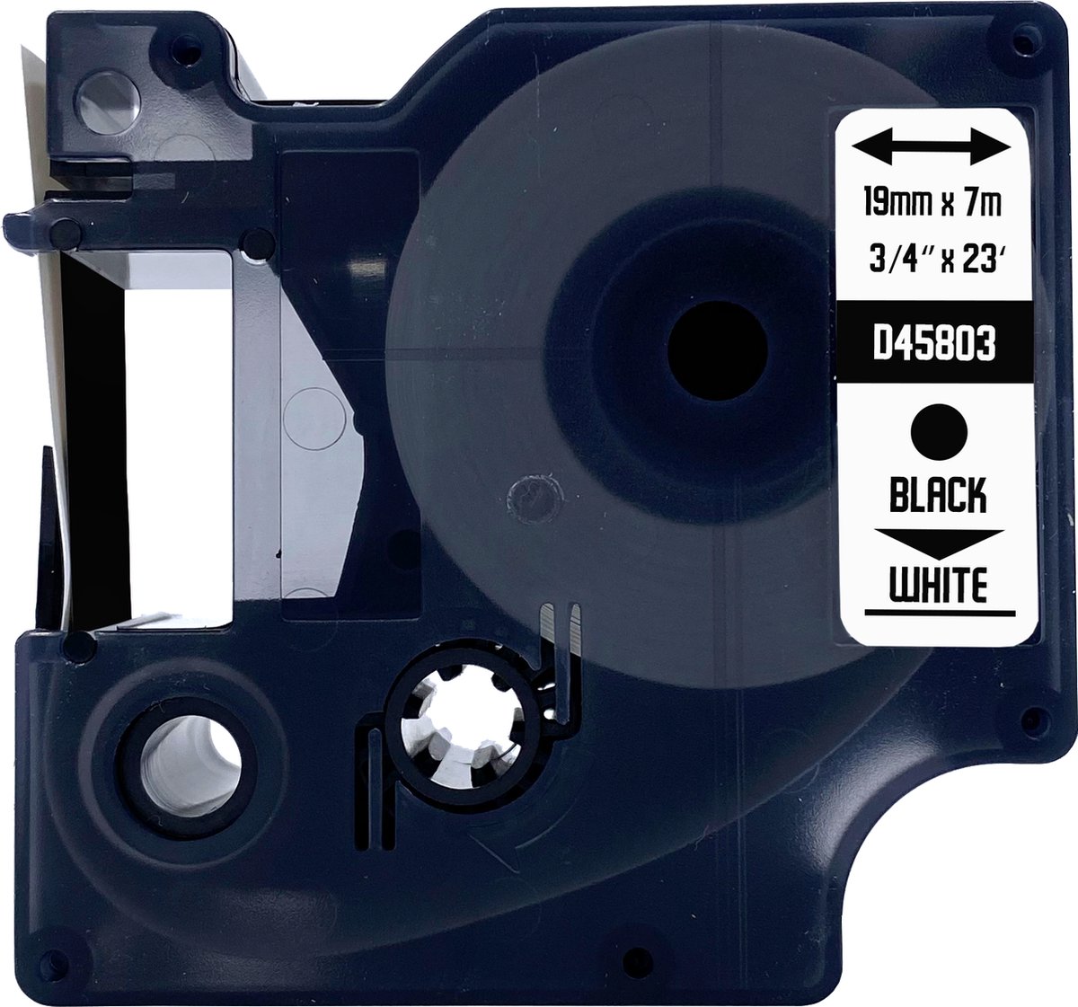 DULA Dymo D1 45803 - S0720830 - Compatible label tape - 1 lettertape - Zwart op wit - 19mm x 7m