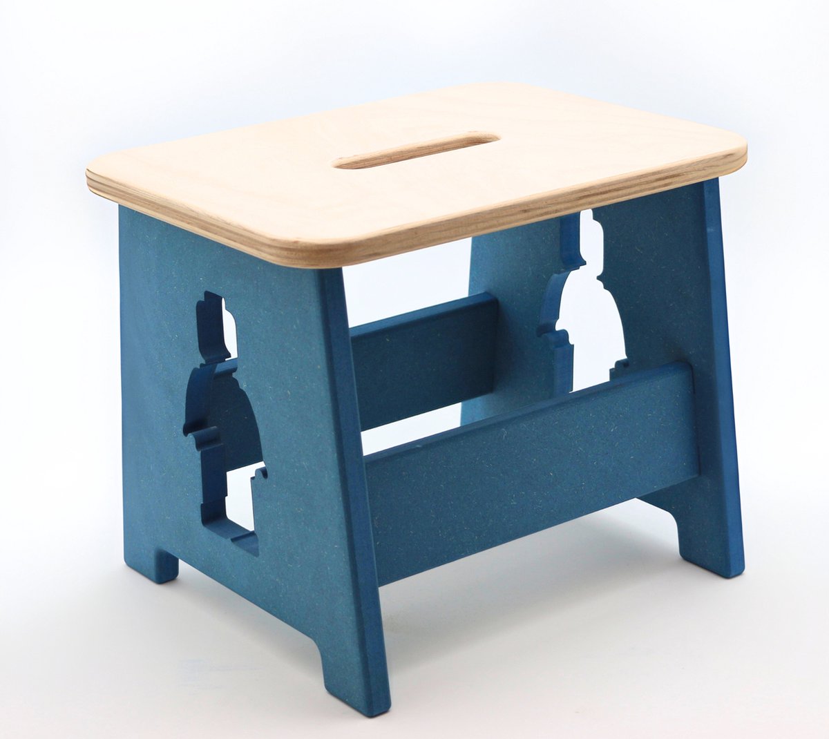Houten kruk voor kinderen - Kinderkruk - Opstapje - Blauw - Lego man