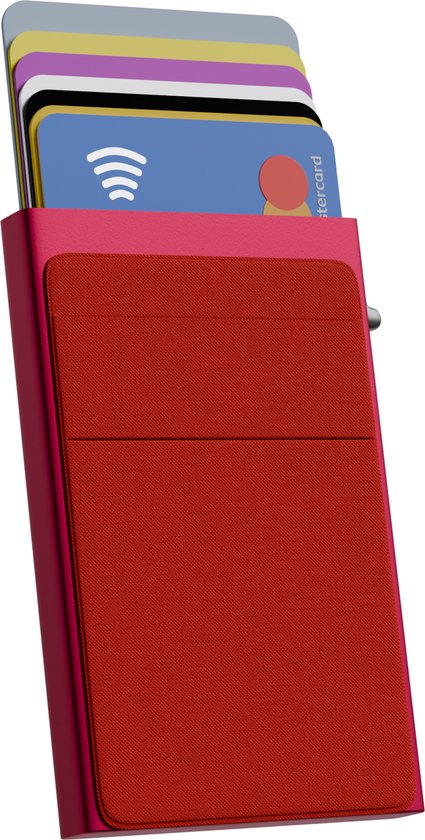 Nuvance - Pasjeshouder Uitschuifbaar - Rfid Bescherming - Pasjeshouders voor Mannen en Vrouwen - Creditcardhouder - Rood