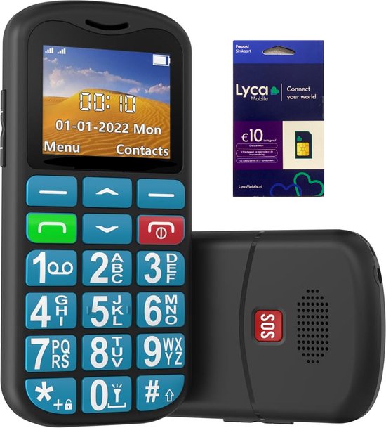 Foto: Yarvu easy 4g senioren mobiele telefoon simkaart geleverd grote toetsen cijfers big button mobiel gsm ouderen gsm sos noodknop snelkiestoetsen blauw