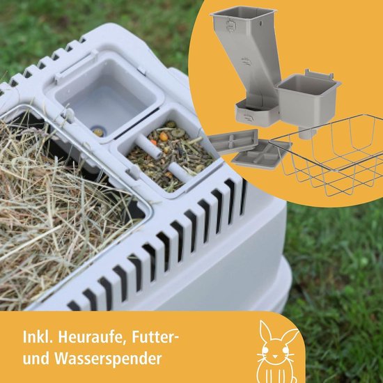 Kerbl Pet Erdbau für Kaninchenheim Bunny Base, Hasenbau, Kaninchenbau, grau, orange, 58x38,5x28,5cm, Kunststoff, Kaninchen, herausnehmbare Bodenwanne